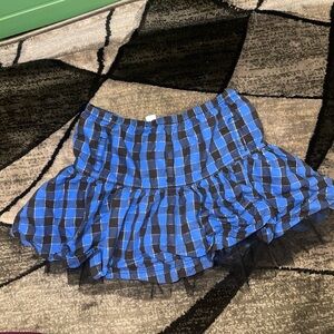 Justice Blue and Black Plaid Skirt